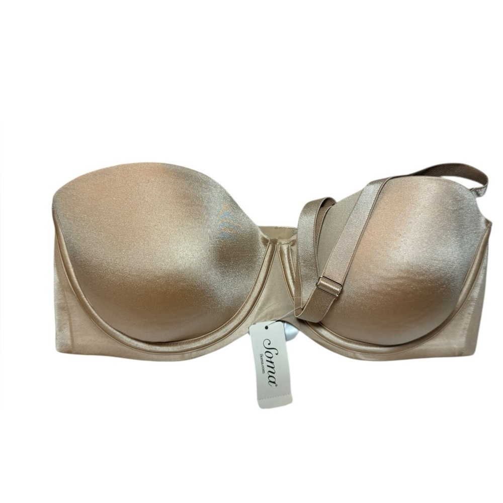 Soma Strapless Shimmer Bra in Champagne